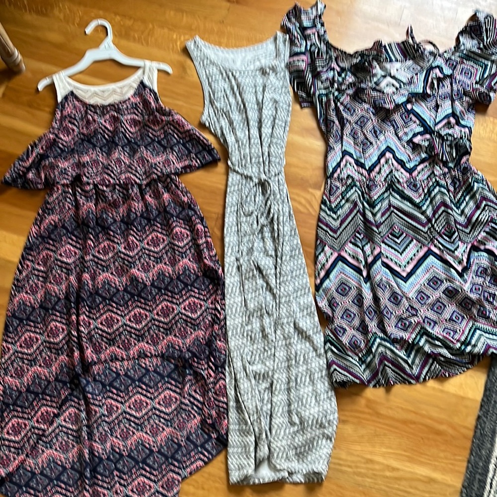 Girls set of 3 dresses, geometric design (price is for all 3)
